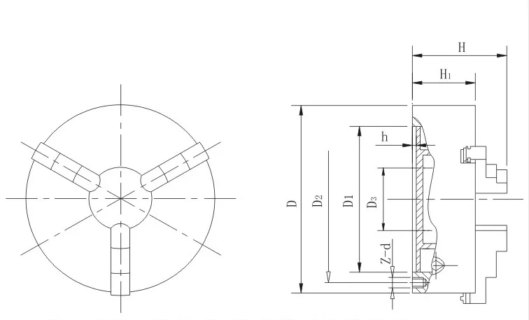 Патрон трехкулачковый самоцентрирующийся чертеж в компасе