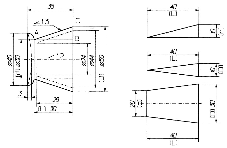 Угол 1 3 на чертеже. Заглушка конусная чертеж. Конусное отверстие на чертеже. Втулка с конусным отверстием чертеж. Чертеж детали с конической поверхностью.