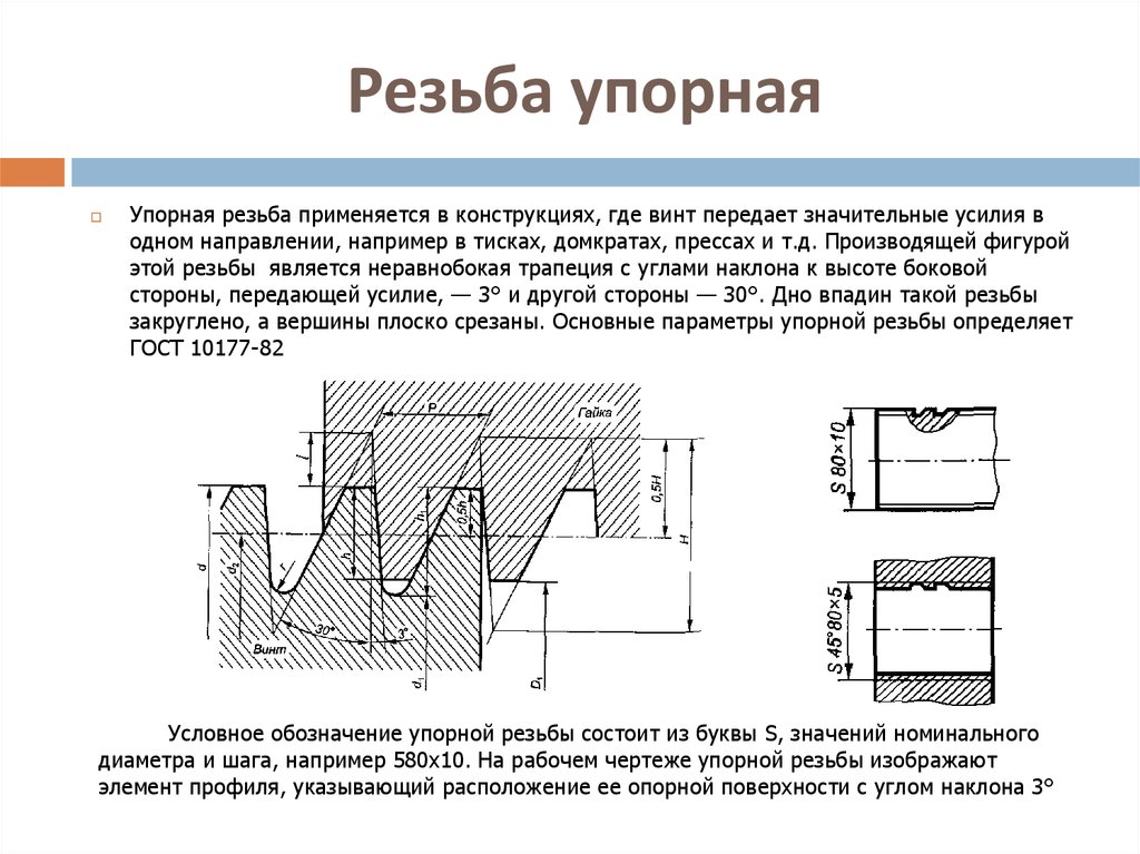 На каком чертеже выполнен профиль упорной резьбы