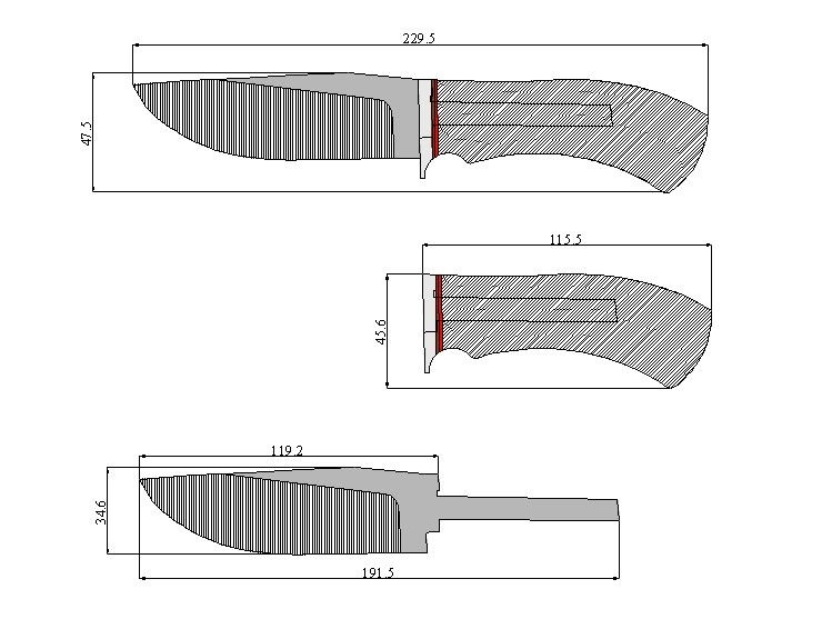Эскизы ножей в натуральную величину