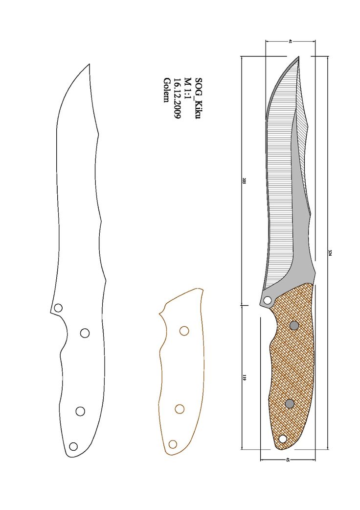 Чертежи ножей для самостоятельного изготовления в натуральную величину