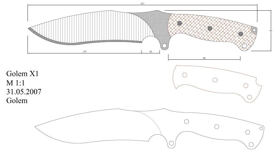 Форма ножа чертежи размеры