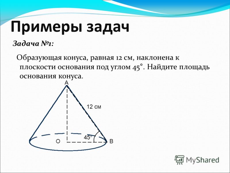 Образующая конуса наклонена к основанию