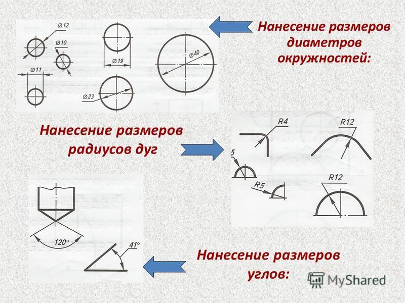 На каком рисунке правильно нанесены величины диаметра и квадрата