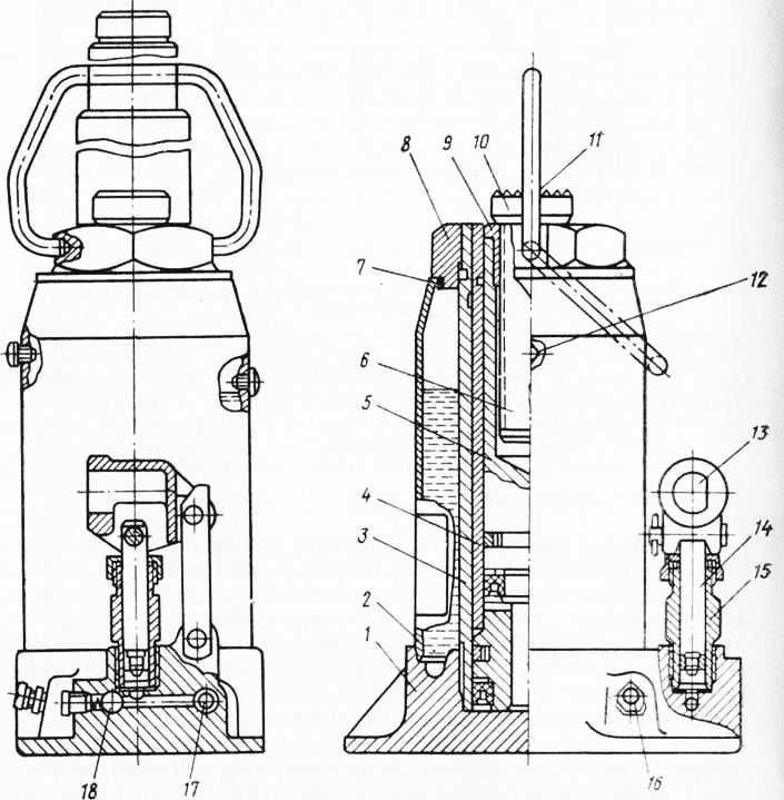 Домкрат бутылочный гидравлический схема