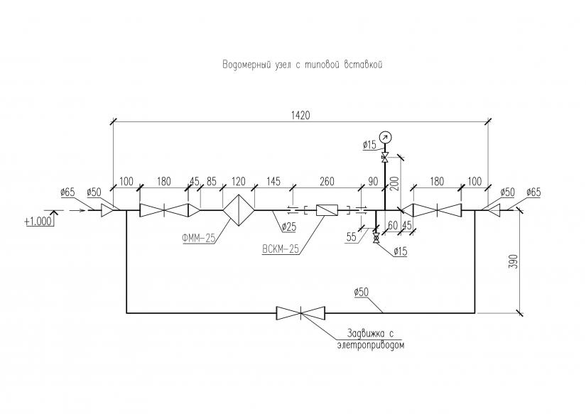 Обозначение счетчика на схеме водоснабжения