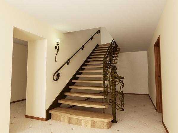 Кованная лестница хорошо смотрится в интерьере, выполненном в стиле минимализм 
