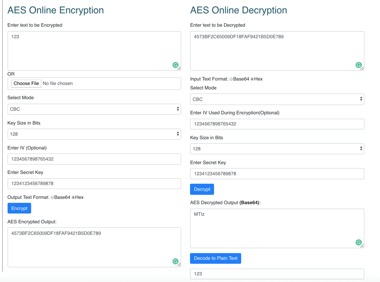 aes-online-encryption-sample-screenshot