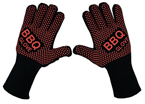 VlixIt BBQ Grill Oven Gloves - Fireproof, Insulated Heat Resistant Mitt for Barbecue, Smoker, Grill, Baking, Turkey Fryer Oven Cooking Gloves. Light-Weight Durable and Professional Non-Slip