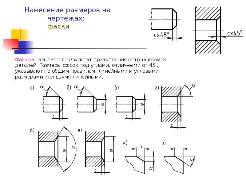 В чем особенность нанесения размеров на изображении состоящем из половины вида и половины разреза