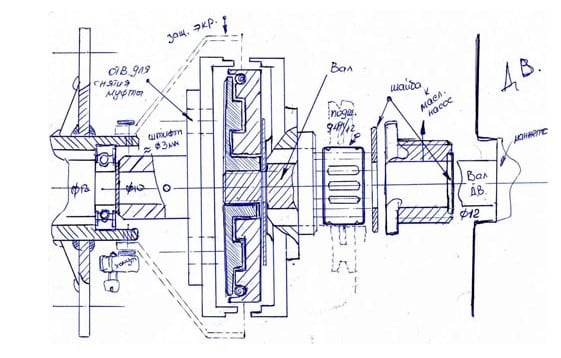 Лодочный мотор из бензопилы - чертеж узла муфты