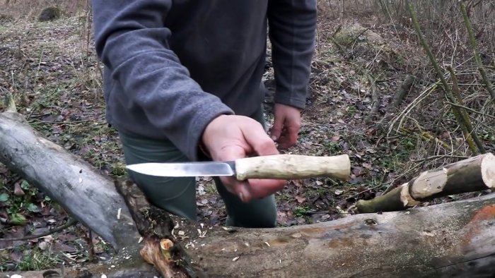 Самый простой всадной монтаж рукоятки ножа без клея