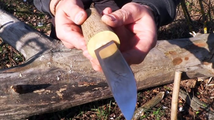 Самый простой всадной монтаж рукоятки ножа без клея