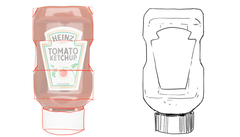 Drawing the contour lines of the ketchup bottle