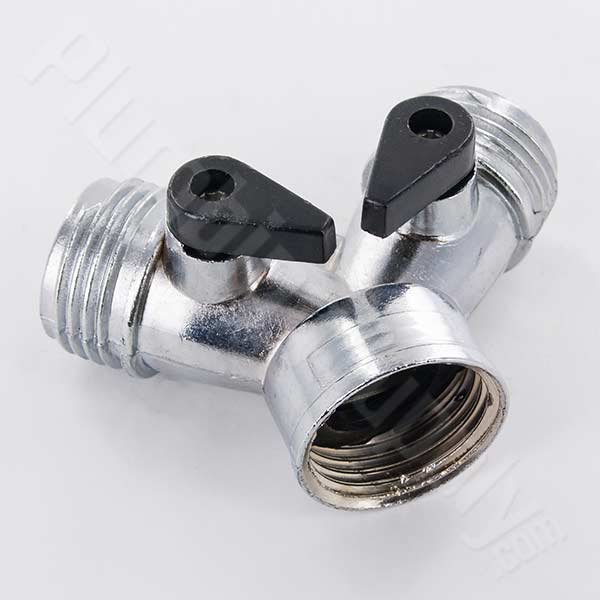 Zinc wye shut off hose fitting