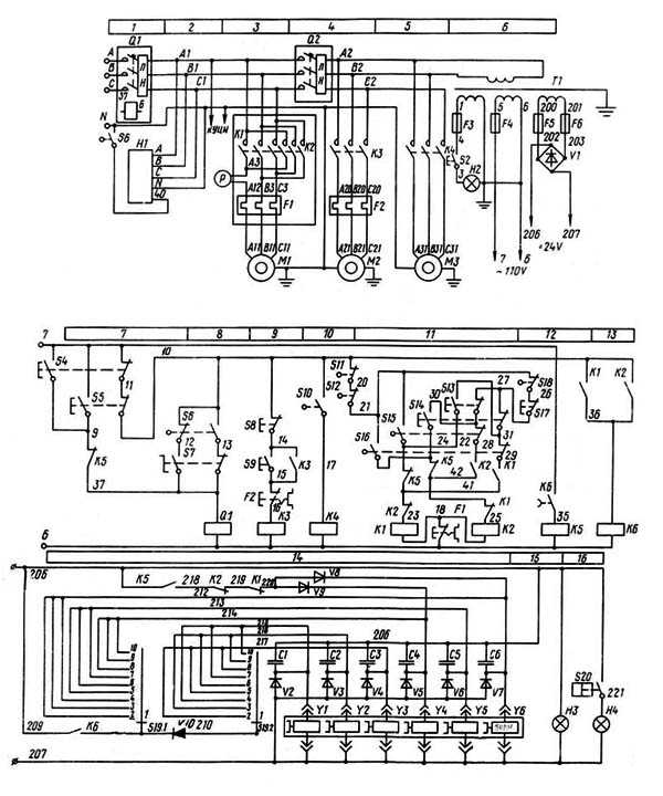 Схема электрическая принципиальная токарного станка 16д25