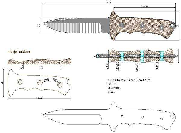Эскиз ножа с размерами