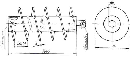 Шнек экструдера чертеж