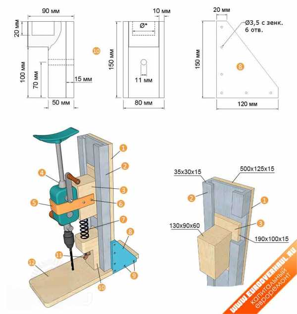 Сверлильный станок из дрели своими руками чертежи с размерами фото чертежи
