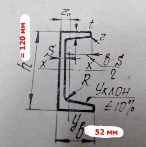 Швеллер 12п чертеж