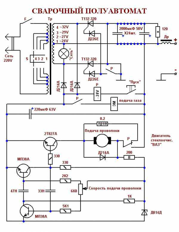Схема подачи проволоки в сварочном полуавтомате на 24в