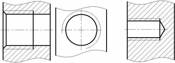 Как на чертеже изображается резьба на стержне в отверстии в соединении стержня с отверстием