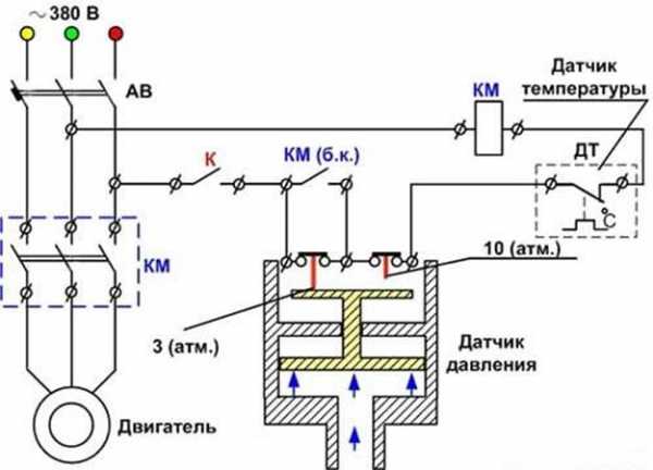 Схема подключения реле давления компрессора 380 вольт